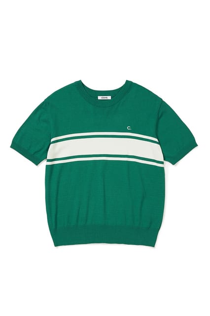 [23SS clove] Colorblock Round neck Knit (Green)