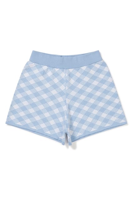 [23SS clove] Gingham Knit Shorts (Sky Blue)