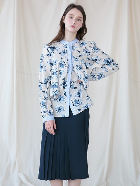 [Coett] Pleats Tie Skirt_NAVY