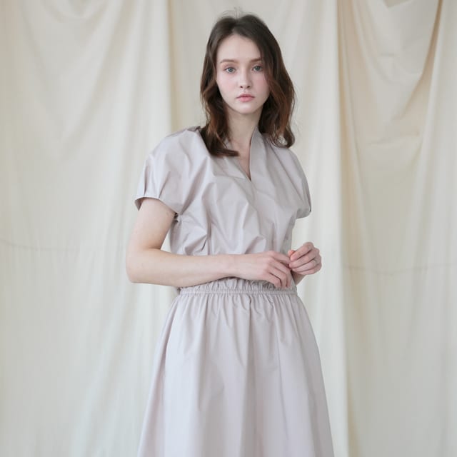 [Coett] Puff Sleeve Dress_BEIGE