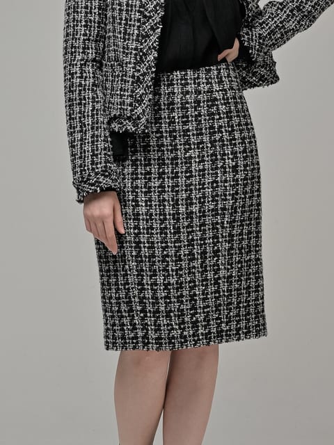 [Coett] Tweed Skirt_BLACK