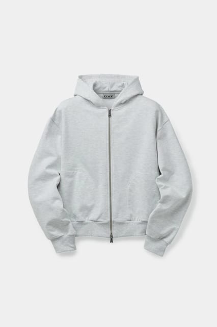 Damage point natural hooded zip-up (Melange gray)