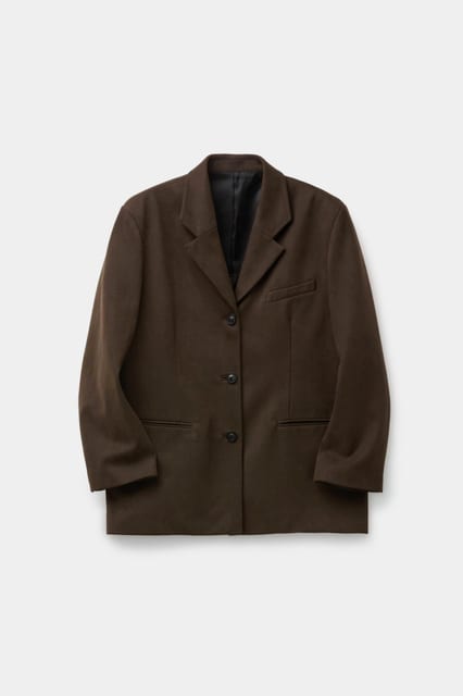 Fake suede 3-button blazer (Dark brown)