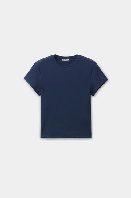 Ribbed Crop T-Shirt (Navy)