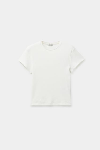 Ribbed Crop T-Shirt (Off White)