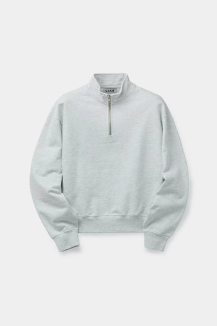 Semi over fit half zip-up sweatshirt (Melange gray)