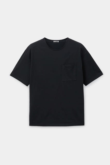 Supima cotton semi-overfit u-neck t-shirt (Black)