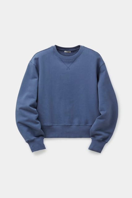 V stitch short sweat shirt (Dusty blue)