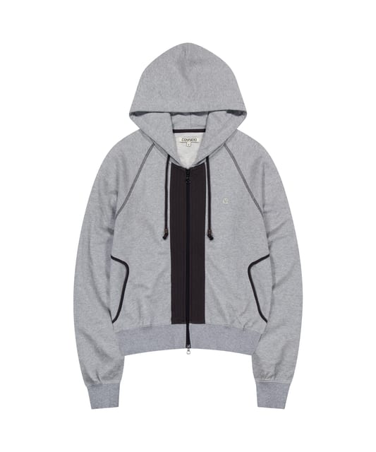 PUCKERING HOOD ZIP-UP GREY