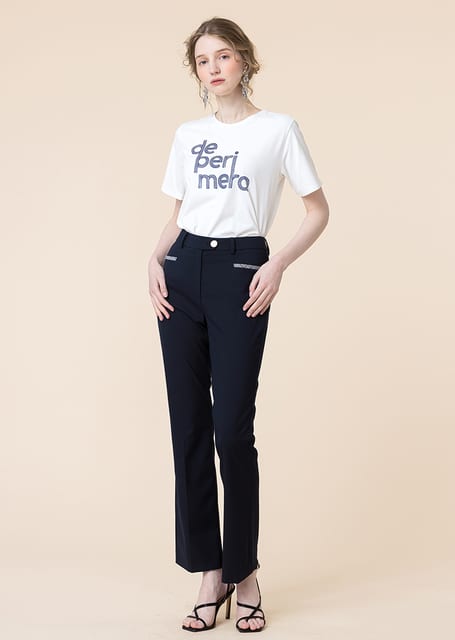 티렌 세미 부츠컷 슬랙스 [네이비]