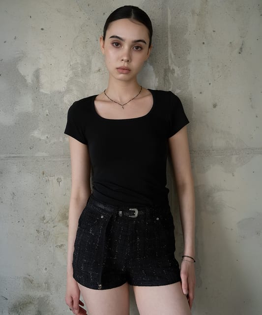 Tweed Micro Shorts [Black]