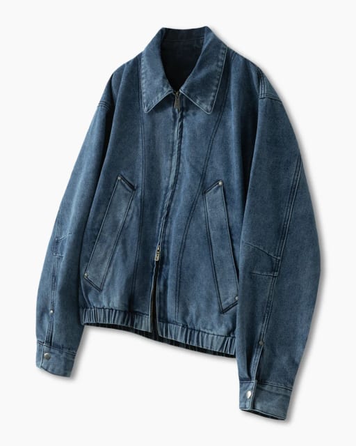 2WAY CROPPED DENIM BLOUSON JACKET_LIGHT INDIGO