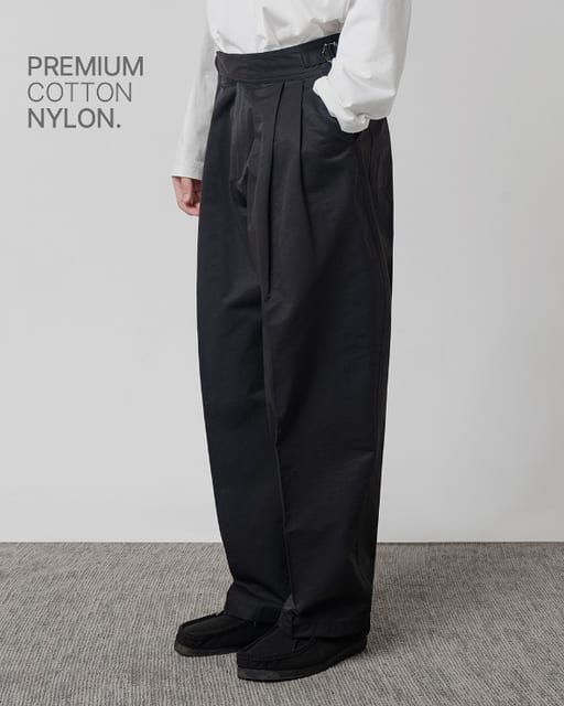SIDEFIX TWO- TUCK SEMI WIDE PANTS_GRAY
