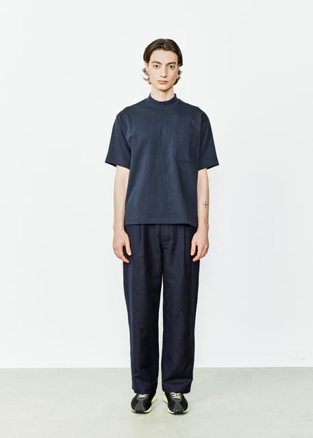WOOL LINEN WIDE WAIST BANDED TROUSERS