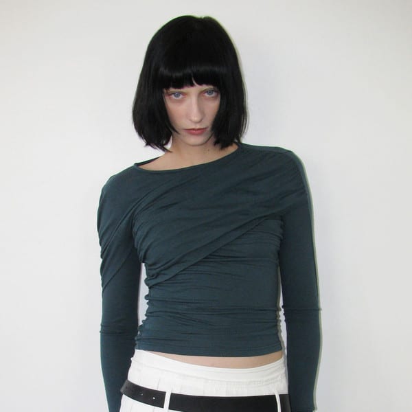 SHIRRING TOP / Green blue