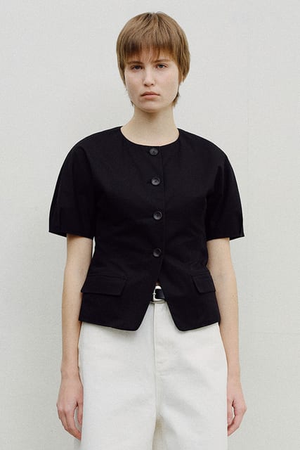 PUFF SLEEVE BLOUSE JACKET - BLACK