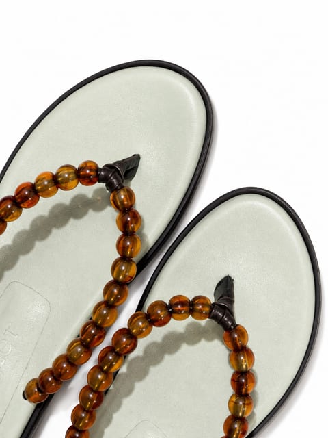 BEADS FLIP FLOP - MINT / AMBER