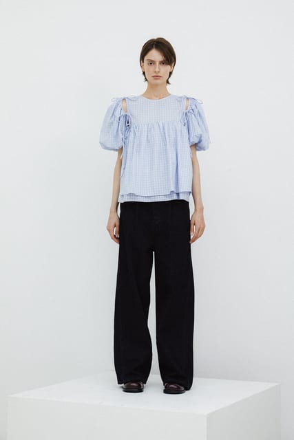 RIBBON BLOUSE - SKY BLUE