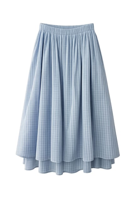RIBBON SHIRRING SKIRT - SKY BLUE