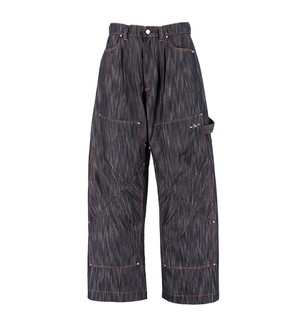 CLAW DOUBLE KNEE DENIM PANTS - BLACK