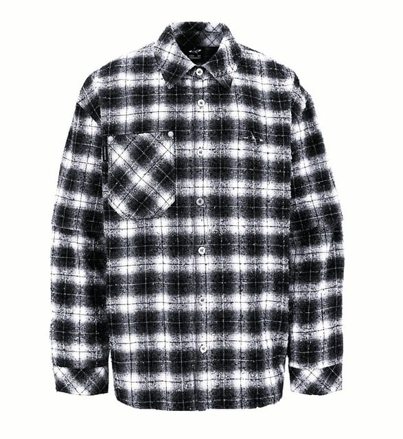 EMBLEM DETACHABLE CHECK SHIRTS - GLITCHED BLACK