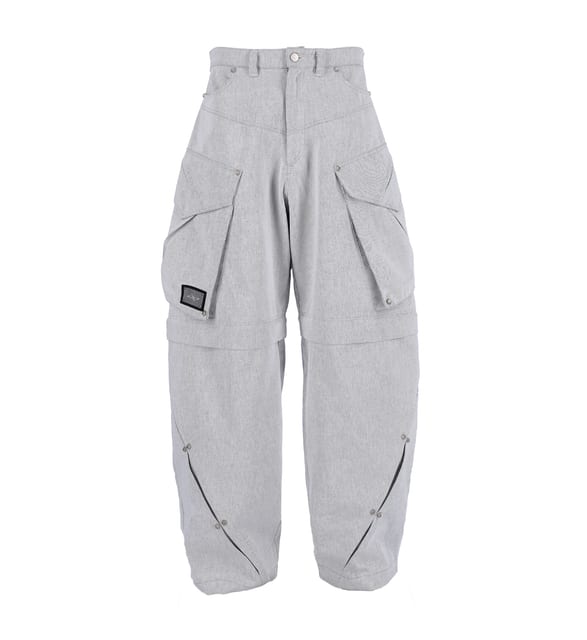 SCAR DETACHABLE CARGO DENIM PANTS - ASH