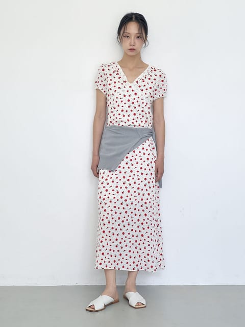 Cherry Floral Lace Maxi Dress - White