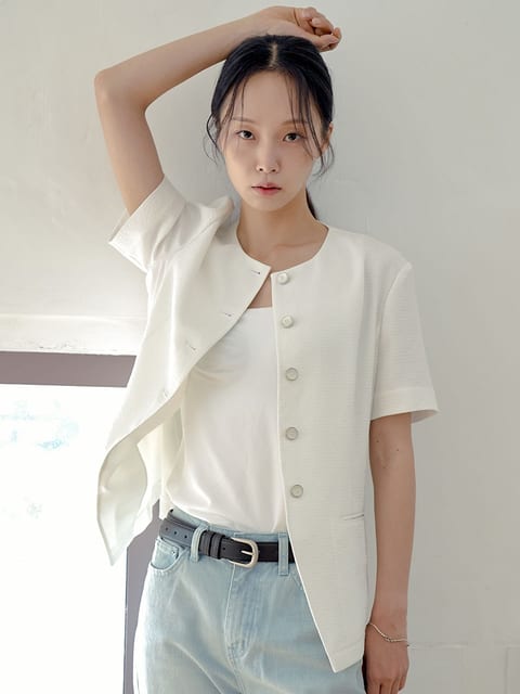[Fabric from JAPAN] Seersucker Summer Half Jacket - White