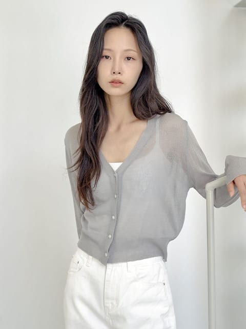 Sheer Summer V-neck Cardigan - Grey