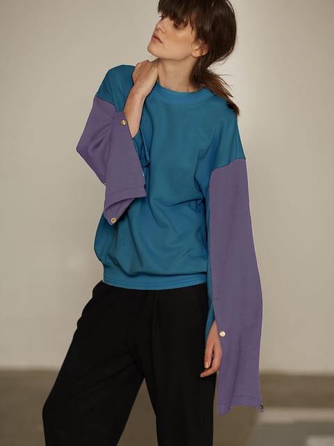 OVERSIZED COLOR-BLOCK COTTON SWEATSHIRTS