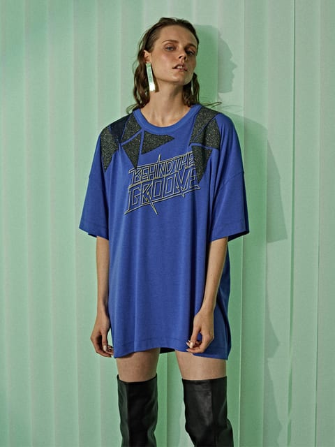 PRINTED PATCHWORK T-SHIRTS (BLUE)