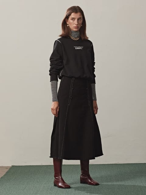 RAW EDGED FLARE SKIRT