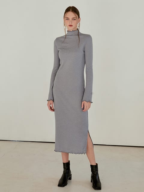 Layered Slim Long Dress, Light Blue