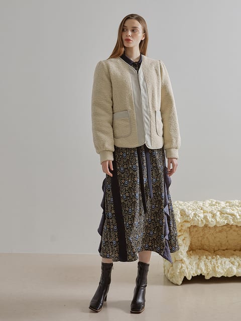 Shearling Padded Reversible Jacket, Cream