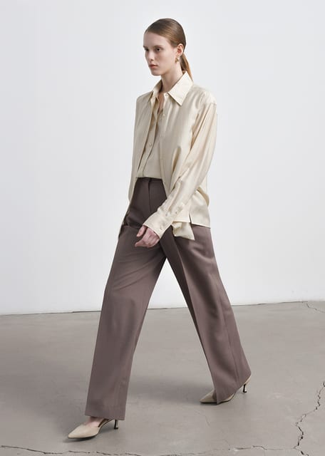 Classic Semi Wide Slacks(Brown)