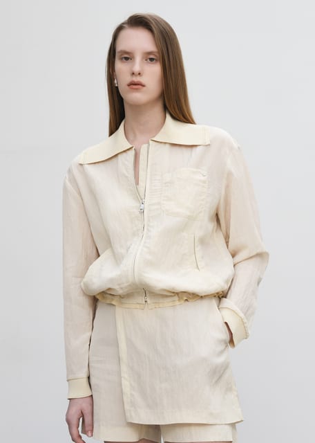 Nylon Big Knit Collar Jumper(Cream)
