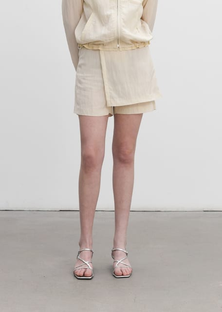 Nylon Layered Wrap Shorts(Cream)