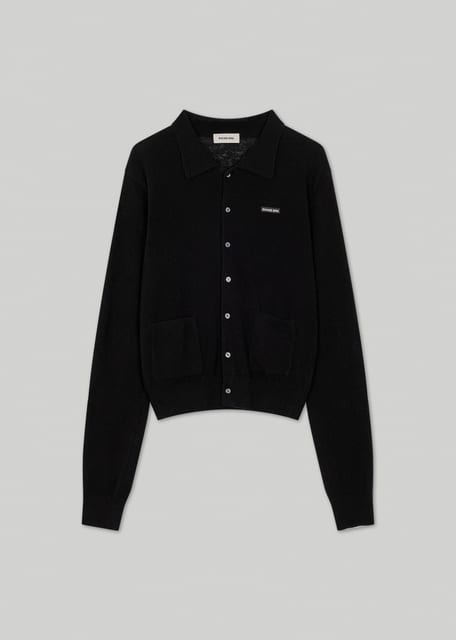 Woolcash Knit Collar Cardigan(Black)