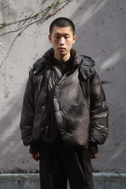 CURVED GOOSE DOWN JACKET(Khaki Charcoal)