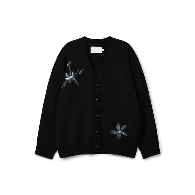 Flower Embroidery Cardigan(black)