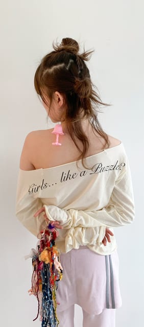 FEES cross heart cut off t shirt cream