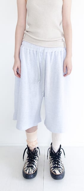 FEES waffle bermuda pants melange grey