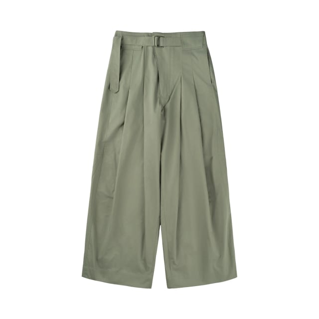 Wide Belted Trousers (Sage)