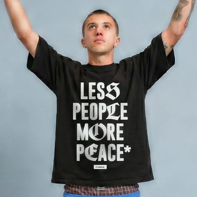 LESSPEOPLEMOREPEACE T-SHIRTS BLACK