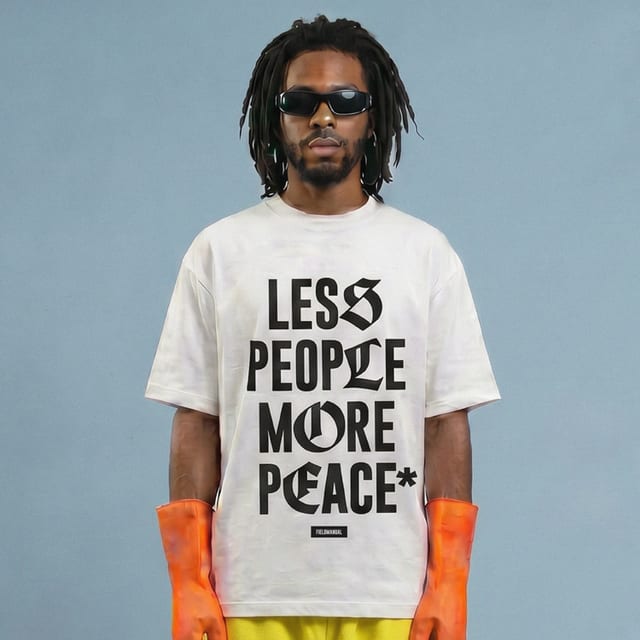 LESSPEOPLEMOREPEACE T-SHIRTS WHITE