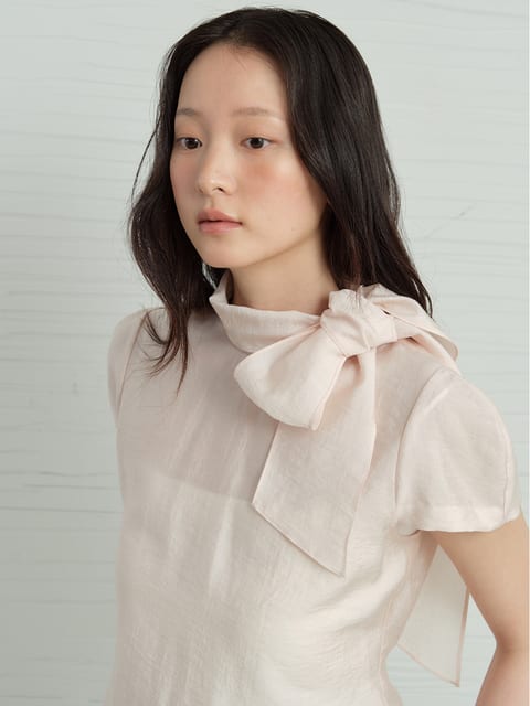 Sheer Dandelion Tie Blouse_2Color