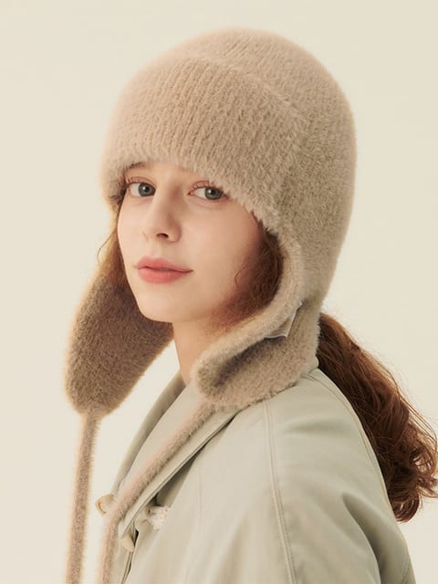 Knit Trooper Hat - Beige