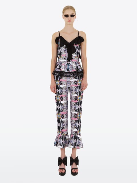 RIBBON RUFFLE PRINT TOP