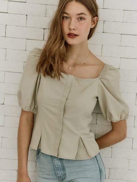 BUSTIER PUFF-SLEEVE TOP [MINT]