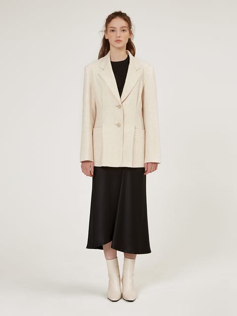 LINEN-LIKE TWO BUTTON BLAZER [ANTIQUE][WHITE][BLACK]